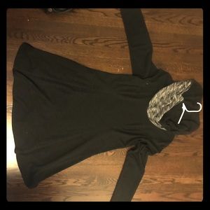 Black and grey crowl neck long sleeve dress